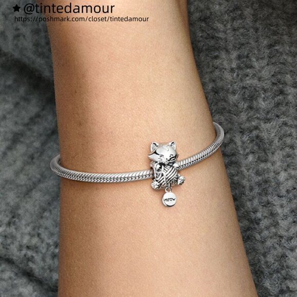Pandora Kitten & Yarn Ball Charm|Pendant - Picture 2 of 2
